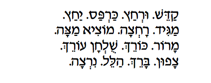 פסח סדר- קדש ורחץ