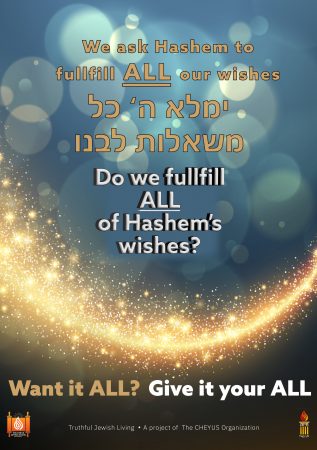 We Ask Hashem To Fulfill Our Wishes, Do We Fulfill All His?